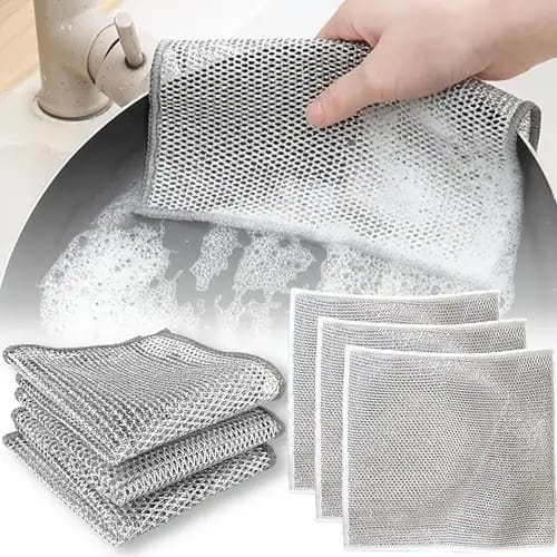 Heavy-Duty Wire Dishwashing Scrub Cloths – Reusable Kitchen Cleaning Towels for Dishes & Cookware, Pack of 10