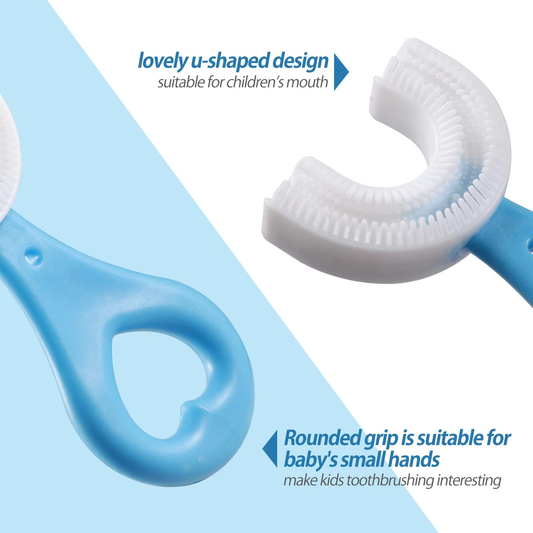 360° U-Shaped Silicone Baby Toothbrush for Kids – Soft & Gentle Oral Care Brush