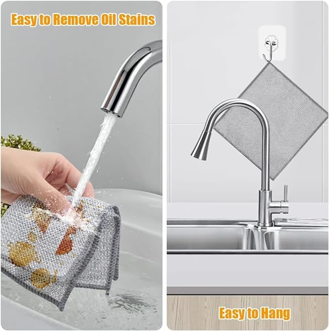 Heavy-Duty Wire Dishwashing Scrub Cloths – Reusable Kitchen Cleaning Towels for Dishes & Cookware, Pack of 10