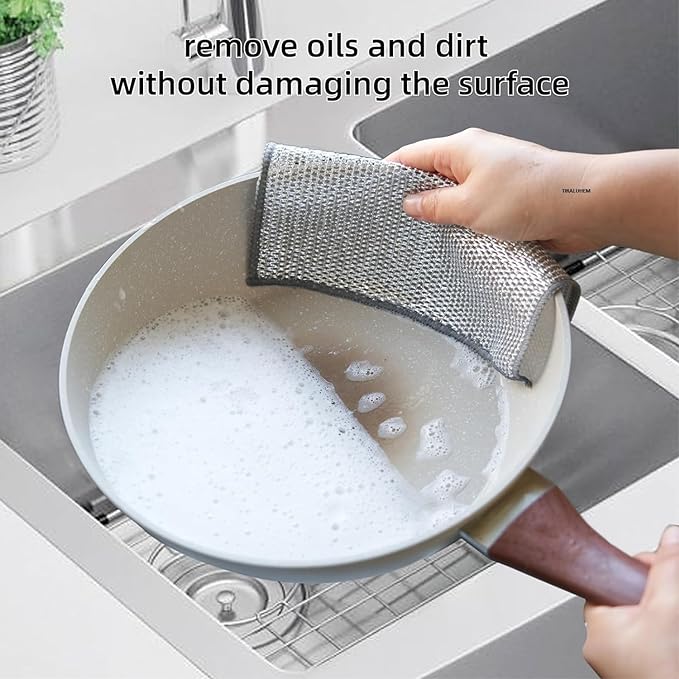 Heavy-Duty Wire Dishwashing Scrub Cloths – Reusable Kitchen Cleaning Towels for Dishes & Cookware, Pack of 10
