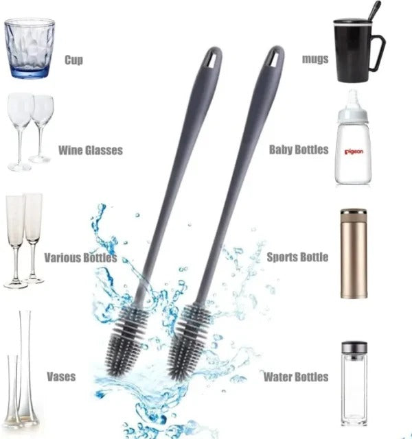 Long-Handle Silicone Bottle Cleaning Brush – 360° Kitchen, Baby Bottle & Cup Cleaner