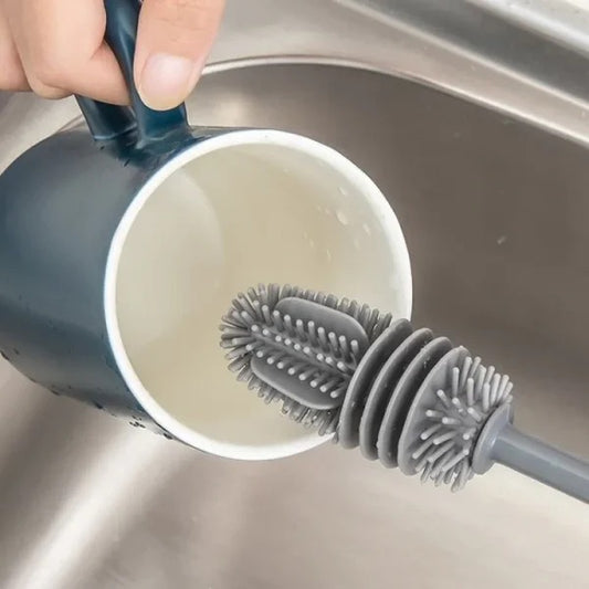 Long-Handle Silicone Bottle Cleaning Brush – 360° Kitchen, Baby Bottle & Cup Cleaner