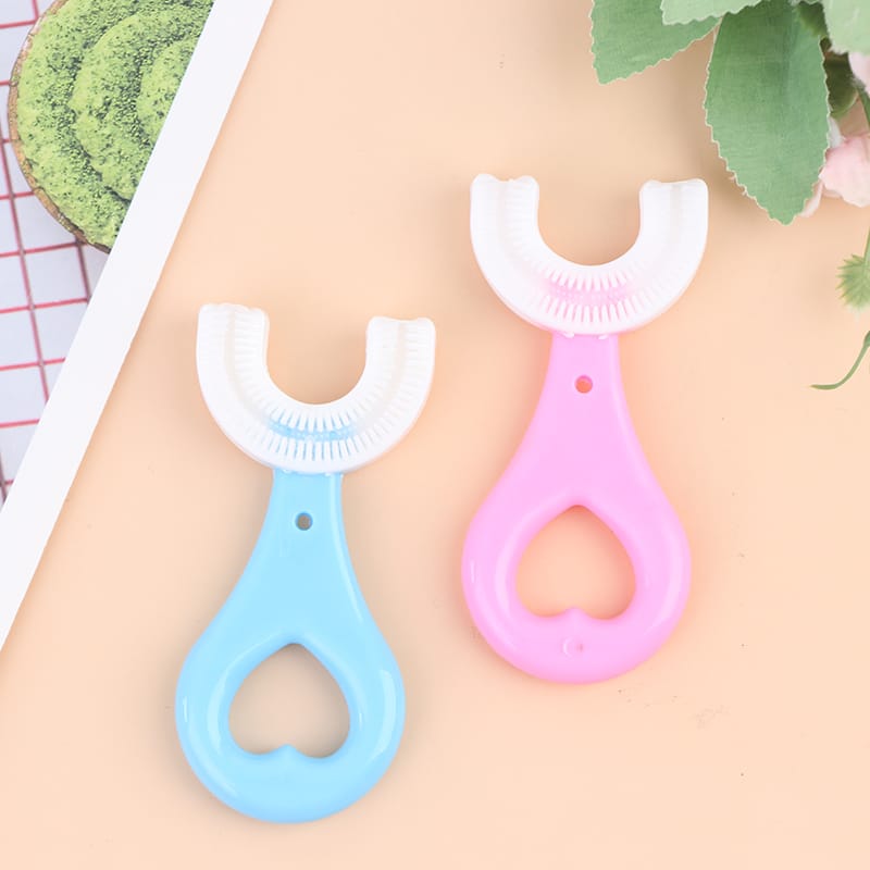 360° U-Shaped Silicone Baby Toothbrush for Kids – Soft & Gentle Oral Care Brush