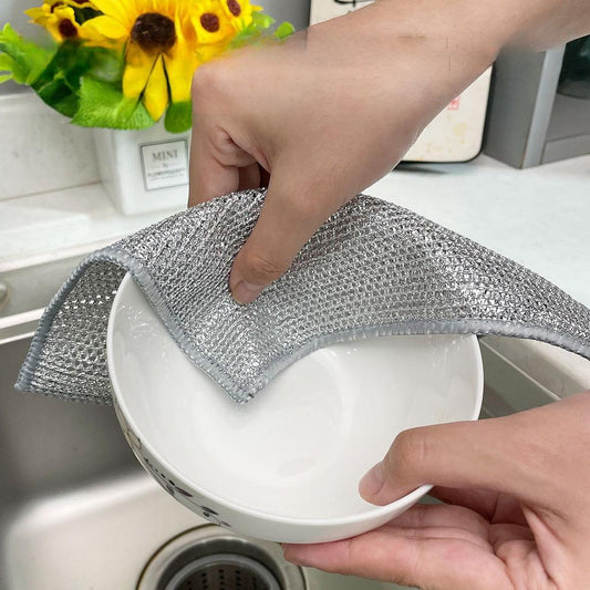 Heavy-Duty Wire Dishwashing Scrub Cloths – Reusable Kitchen Cleaning Towels for Dishes & Cookware, Pack of 10